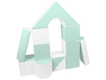 Pěnové kostky-obří stavebnice 11 ks white-mint (Barva Zelená)