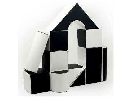 Pěnové kostky-obří stavebnice 11 ks black-white (Barva Černá)