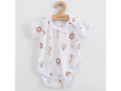 Kojenecké body s krátkým rukávem New Baby For Babies safari (Barva Hnědá, Velikost 56 (0-3m))