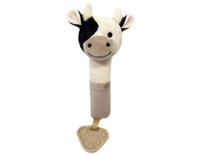 plysova hracka s piskatkem a kousatkem kravicka 17 cm bezova