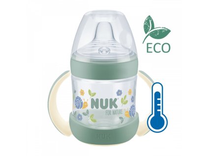 Kojenecká láhev na učení NUK for Nature s kontrolou teploty 6-18m zelená (Barva Zelená)
