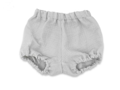 Mušelínové kraťasky NATURE - šedé, vel. S, 0-12m (Velikost koj oblečení 0-12m)
