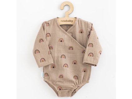 Kojenecké mušelínové body s bočním zavazováním New Baby Rainbow (Barva Hnědá, Velikost 62 (3-6m))