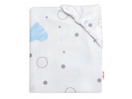 Dětské prostěradlo do postýlky bavlna, I love Boy Baby Nellys, modrá/bílá (Rozměry 120x60)