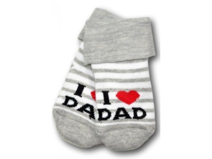 Kojenecké froté bavlněné ponožky I Love Dad, bílo/šedé proužek, vel. 68/74 (Velikost koj oblečení 68/74 (6-9m))