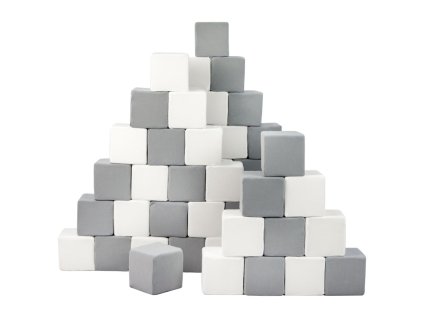 Pěnové kostky-sada 45 velkých pěnových kostek Pyramida grey white (Barva Šedá)