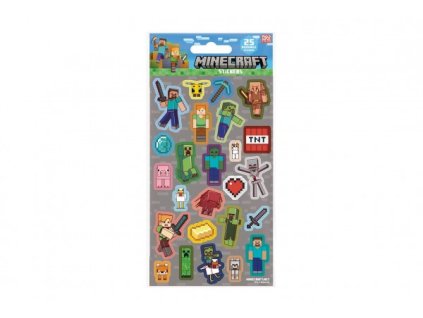 Samolepky Minecraft šedivé 25 ks ve fólii