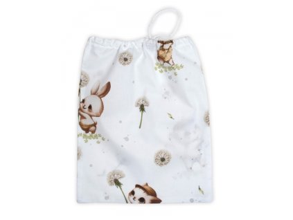 150784 295891 pytlik na prezuvky 40x32cm bavlna kocourek a pampeliska bila