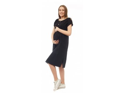 Be MaaMaa Těhotenské letní šaty kr. rukáv - černé, vel. XXL/XXXL (Velikosti těh moda XXL/XXXL)