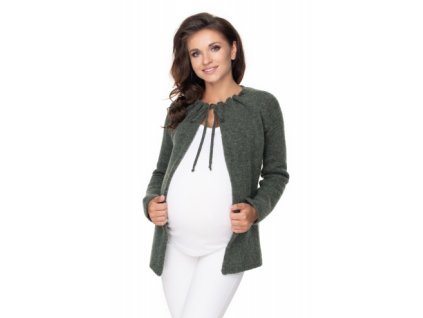 Be MaaMaa Těhotenský svetřík, kardigan na zavazování, khaki (Velikosti těh moda UNI)