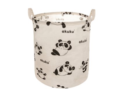 kos na hracky uzaviratelny bavlna panda bezovy 43l