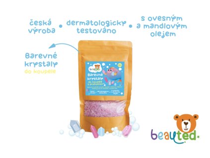 Barevné krystaly do koupele s probiotiky beauted v uzavíratelném sáčku