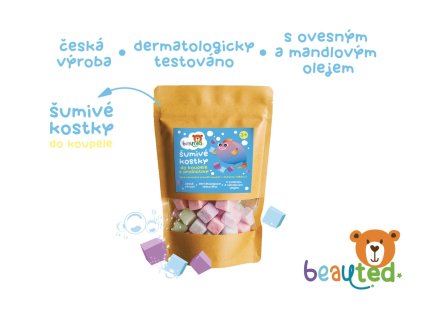 Šumivé kostky do koupele s probiotiky beauted v uzavíratelném sáčku