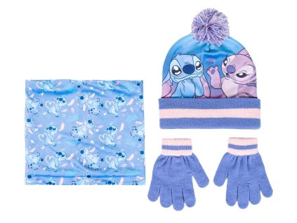 SOUPRAVA ČEPICE, NÁKRČNÍK A RUKAVICE LILO A STITCH (Velikost uni)
