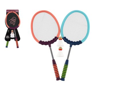 Sada badminton 2 pálky plast/látka 60cm 2 ks míček/košíček na kartě
