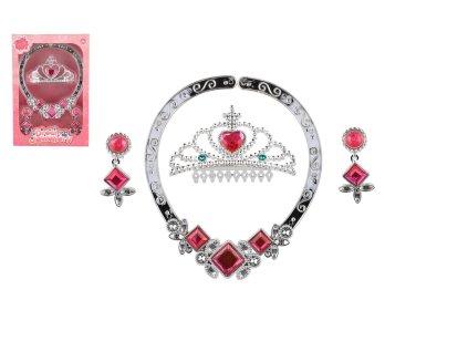 Sada krásy plast korunka, náhrdelník, naušnice v krabičce 15x22 cm