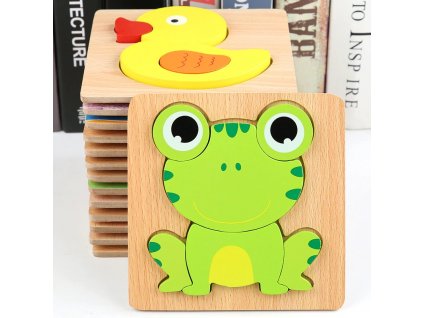 Montessori dřevěné hračky - obrázkové puzzle, zvířátka