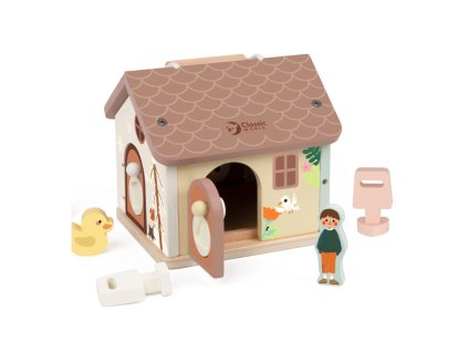 Skládanka/vkládačka dům dřevo 11ks 16x15x14cm 18m+