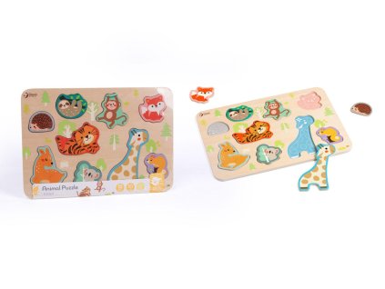Puzzle/Vkládačka deskové zvířátka dřevo ve fólii 30x21cm 18m+