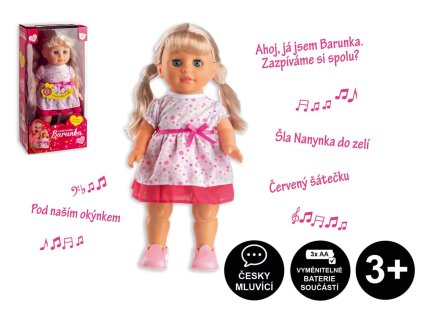 Panenka Barunka chodící a česky zpívající plast 42cm na baterie se zvukem v krabici 21x44x11cm