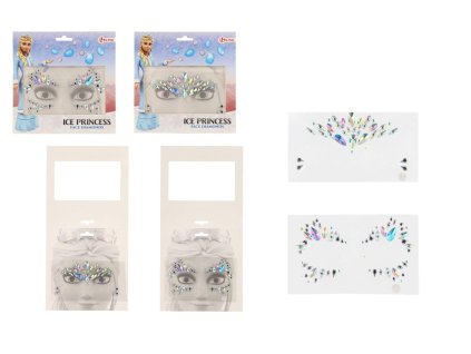 Obličejové zdobící diamanty/kamínky Ledová princezna plast 2 druhy v sáčku 18x17,5cm