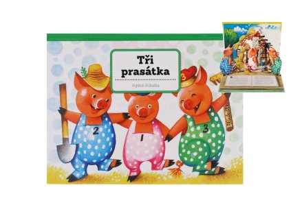 Knížka Tři prasátka unikátní prostorové pohádky CZ text 26,5x20,5cm