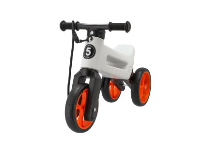Odrážedlo FUNNY WHEELS Rider SuperSport bílé/oranž. 2v1+popruh,výš.sedla28/30cm nos.25kg 18m+v sáčku