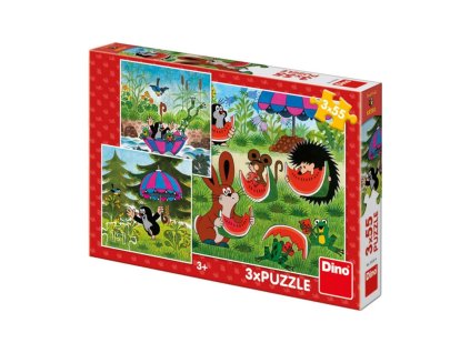 Puzzle Krtek a paraplíčko 18x18cm 3x55 dílků v krabici 27x19x3,5cm