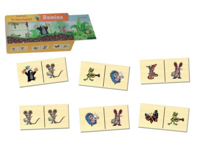 Domino Krtek dřevo společenská hra 28 dílků v dřevěné krabičce 18x11x5cm