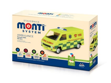 Stavebnice Monti System MS 06.1 Ambulance Renault Trafic 1:35 v krabici 22x15x6cm
