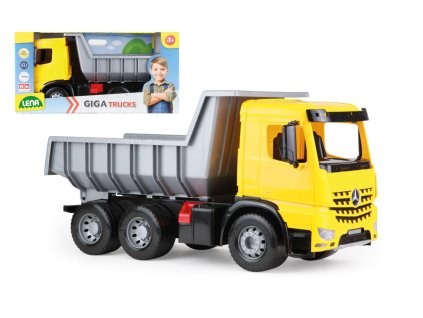 Auto Mercedes-Benz sklápěč s pojistkou plast 66cm 3-osý v krabici 70x35x29cm