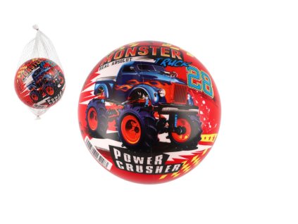 Míč Super cars monster truck nafouknutý 14cm v síťce