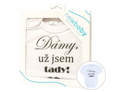 Body s potiskem New Baby Dámy, už jsem tady! - dárkové balení (Barva Bílá, Velikost 50)