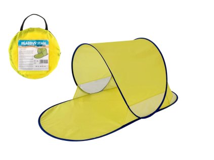 Stan plážový s UV filtrem 140x70x62cm samorozkládací polyester/kov ovál žlutý v látkové tašce