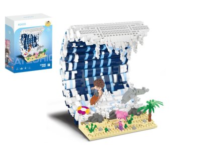 Stavebnice mini KOCO Surfovací vlna plast 1471ks v krabičce 15x20x8cm