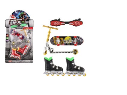 Sada skateboard, waveboard, brusle, koloběžka prstová plast mix druhů (1 ks)