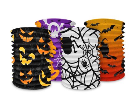 Lampion válec Halloween papír 15x15cm v sáčku (bez hůlky) 4 druhy karneval (1 ks)
