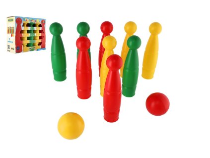 Kuželky plast 24cm 9ks+2 míčky v krabici Wader