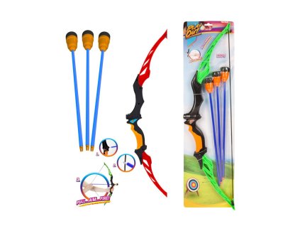 Luk 66cm + 3 šípy plast 2 barvy na kartě 18x68x3cm