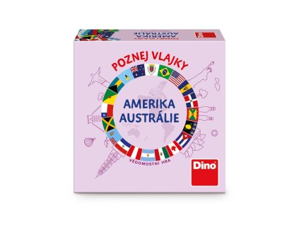 Poznej vlajky Amerika a Austrálie cestovní společenská hra v krabici 13x13cm