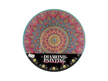 Kreativní sada diamantové malování mandala - květina zelená na kulatém plátně 30cm