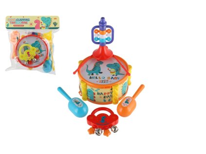 Hudební nástroje/sada plast 5ks v krabici 2 barvy v sáčku 27,5x28cm 3m+