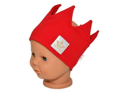 Baby Nellys Hand Made Bavlněná čelenka - dvouvrstvá, Korunka - červená (Velikost 80-98 (9-36m))