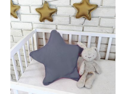 baby nellys dekoracni oboustranny polstarek hvezdicka 45 cm tmave seda