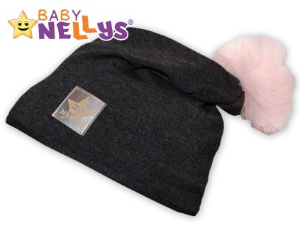 bavlnena cepicka tutu kvetinka baby nellys grafit 48 52 2 8let