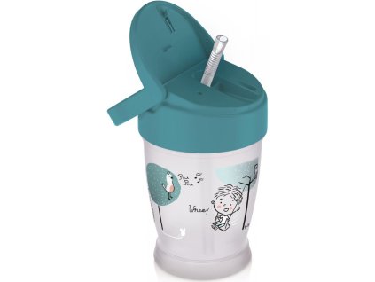 lovi hrnecek se slamkou lovely boy junior 12m zeleno sedy 250ml