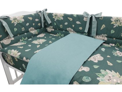 BABY NELLYS 3-dílná sada Mantinel s povlečením, Tropical Koala, zelená (Velikost povlečení 135x100)