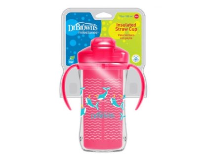 dr browns termalni hrnecek se slamkou straw cup 300ml ruzovy