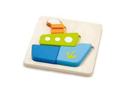 Dřevěné puzzle pro nejmenší Viga Loďka (Barva Multicolor)