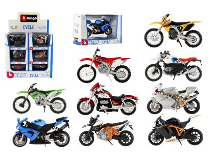 Motorka Bburago kov/plast 11-12cm 1:18 mix druhů v krabičce 17x11x7 cm (1 ks)
